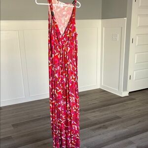 Vibrant Pink and Orange Maxi Dress